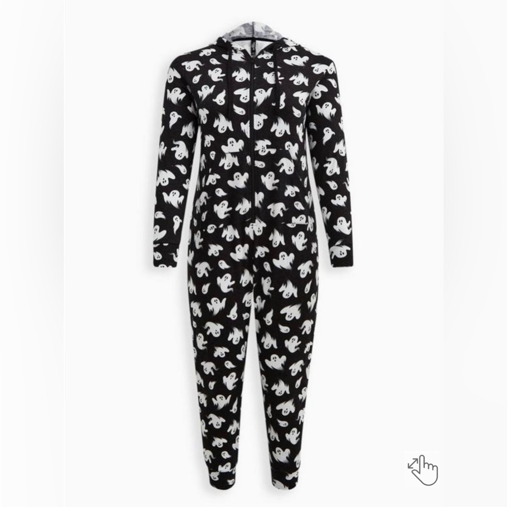 Torrid Black and White Ghost Print Pajama Onesie